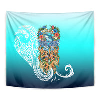 Floating Future Saving Tuvalu Tapestry Ocean Blue Pacific Polynesian Cultural Art Marine Wildlife