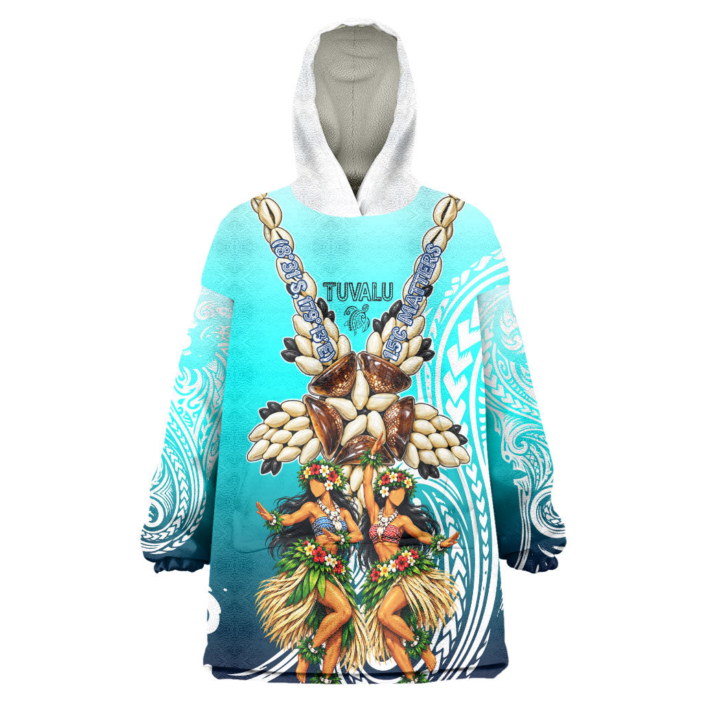 Floating Future Saving Tuvalu Wearable Blanket Hoodie Ocean Blue Pacific Polynesian Cultural Art Marine Wildlife