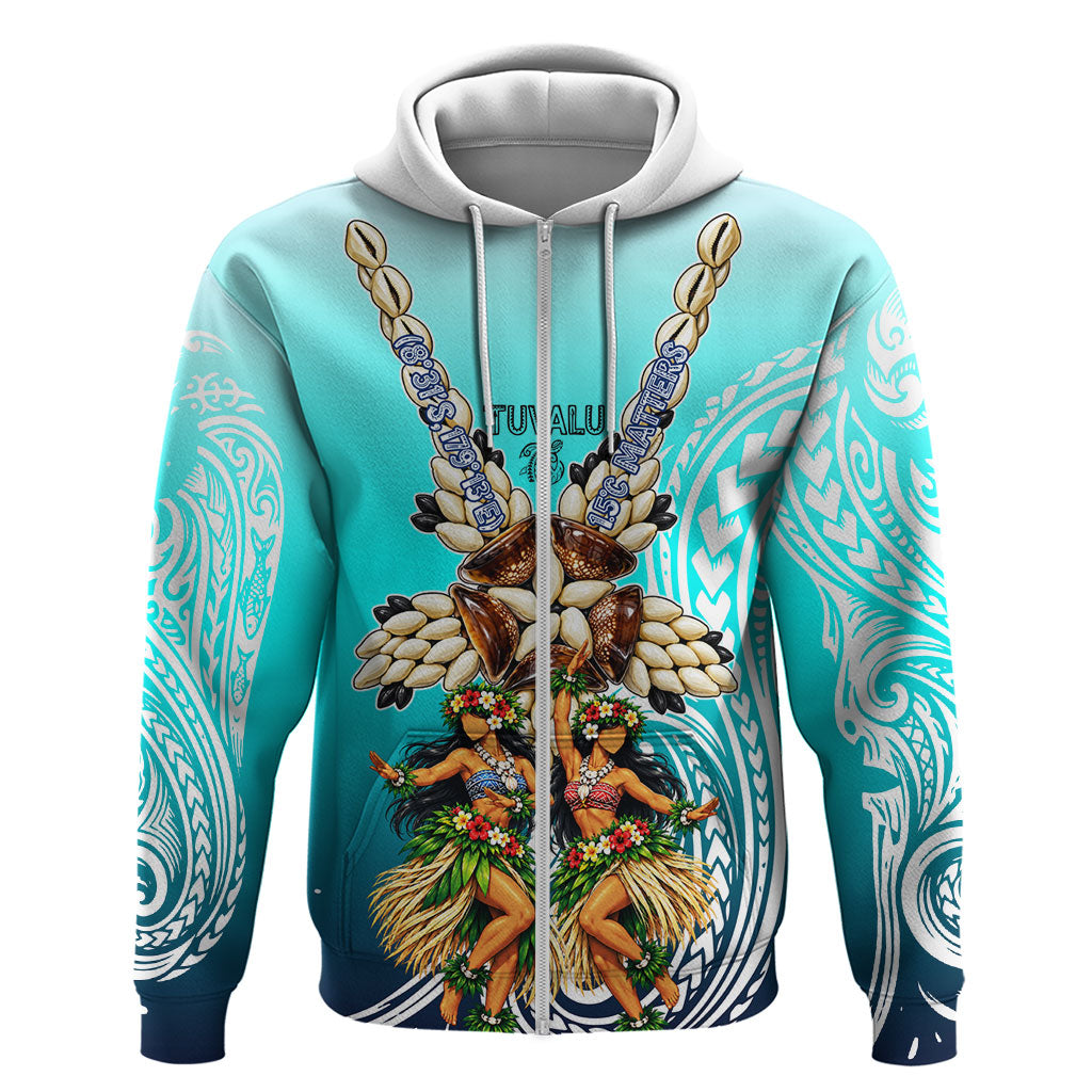 Floating Future Saving Tuvalu Zip Hoodie Ocean Blue Pacific Polynesian Cultural Art Marine Wildlife