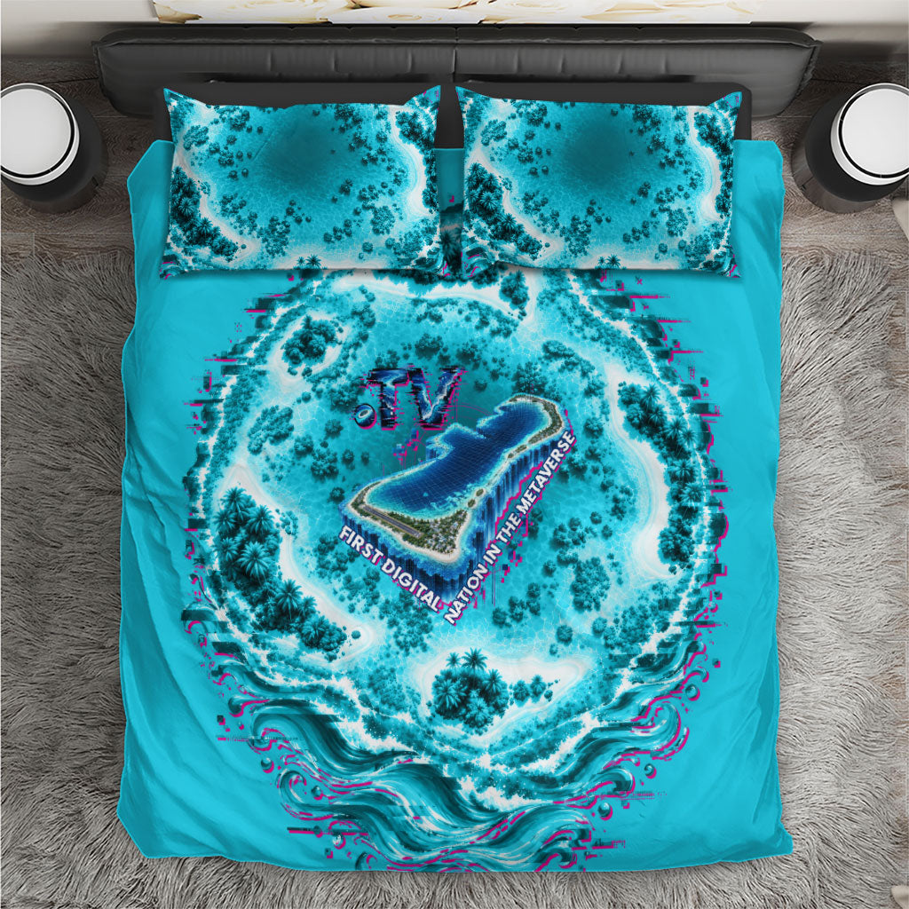 Tuvalu First Digital Nation In The Metaverse Bedding Set Polynesian Island Atoll Cyber Ocean