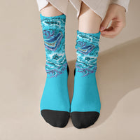 Tuvalu First Digital Nation In The Metaverse Crew Socks Polynesian Island Atoll Cyber Ocean TS04 Crew Socks Blue White - Polynesian Pride