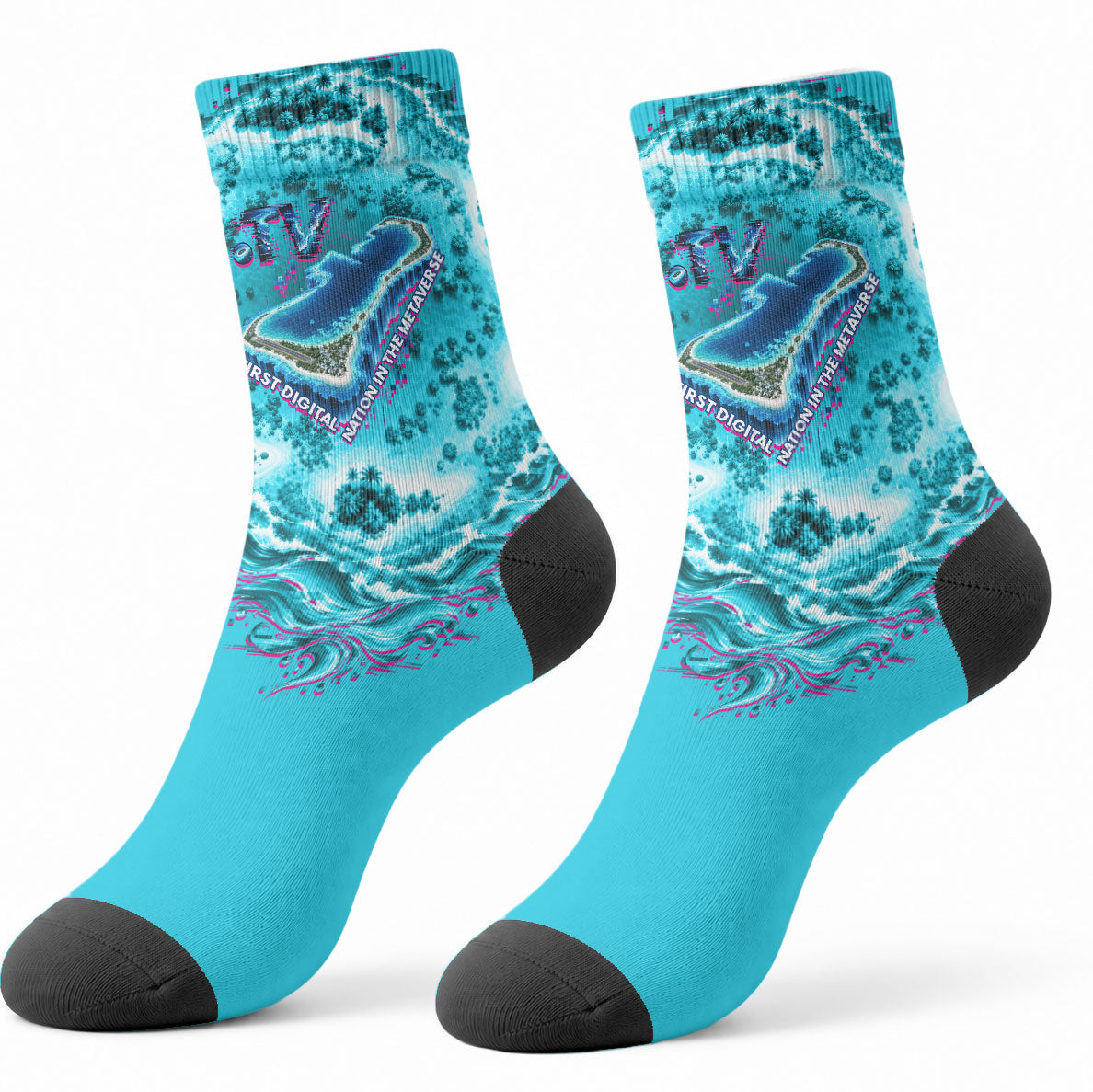 Tuvalu First Digital Nation In The Metaverse Crew Socks Polynesian Island Atoll Cyber Ocean TS04 - Polynesian Pride