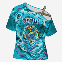 Tuvalu First Digital Nation In The Metaverse Cross Shoulder Shirt Polynesian Island Atoll Cyber Ocean TS04 Female Blue White - Polynesian Pride