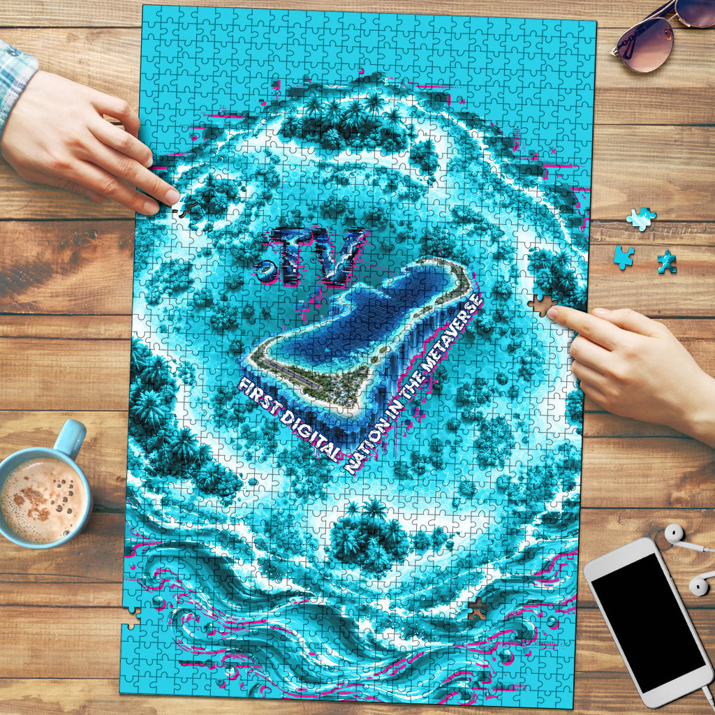 Tuvalu First Digital Nation In The Metaverse Puzzle Polynesian Island Atoll Cyber Ocean TS04 Blue White - Polynesian Pride
