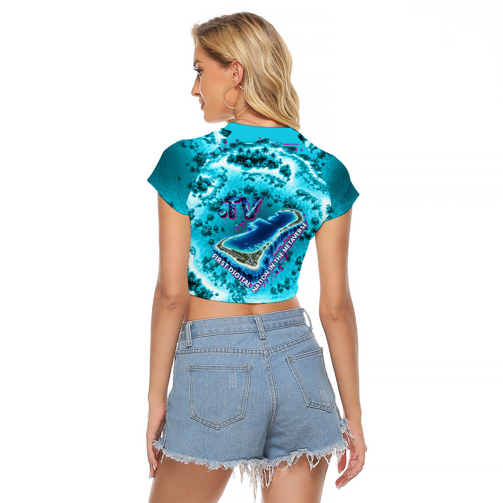Tuvalu First Digital Nation In The Metaverse Raglan Cropped T Shirt Polynesian Island Atoll Cyber Ocean TS04 - Polynesian Pride
