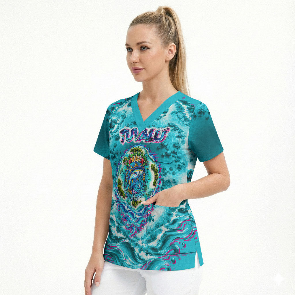 Tuvalu First Digital Nation In The Metaverse Scrub Top Polynesian Island Atoll Cyber Ocean TS04 - Polynesian Pride