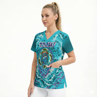 Tuvalu First Digital Nation In The Metaverse Scrub Top Polynesian Island Atoll Cyber Ocean TS04 - Polynesian Pride