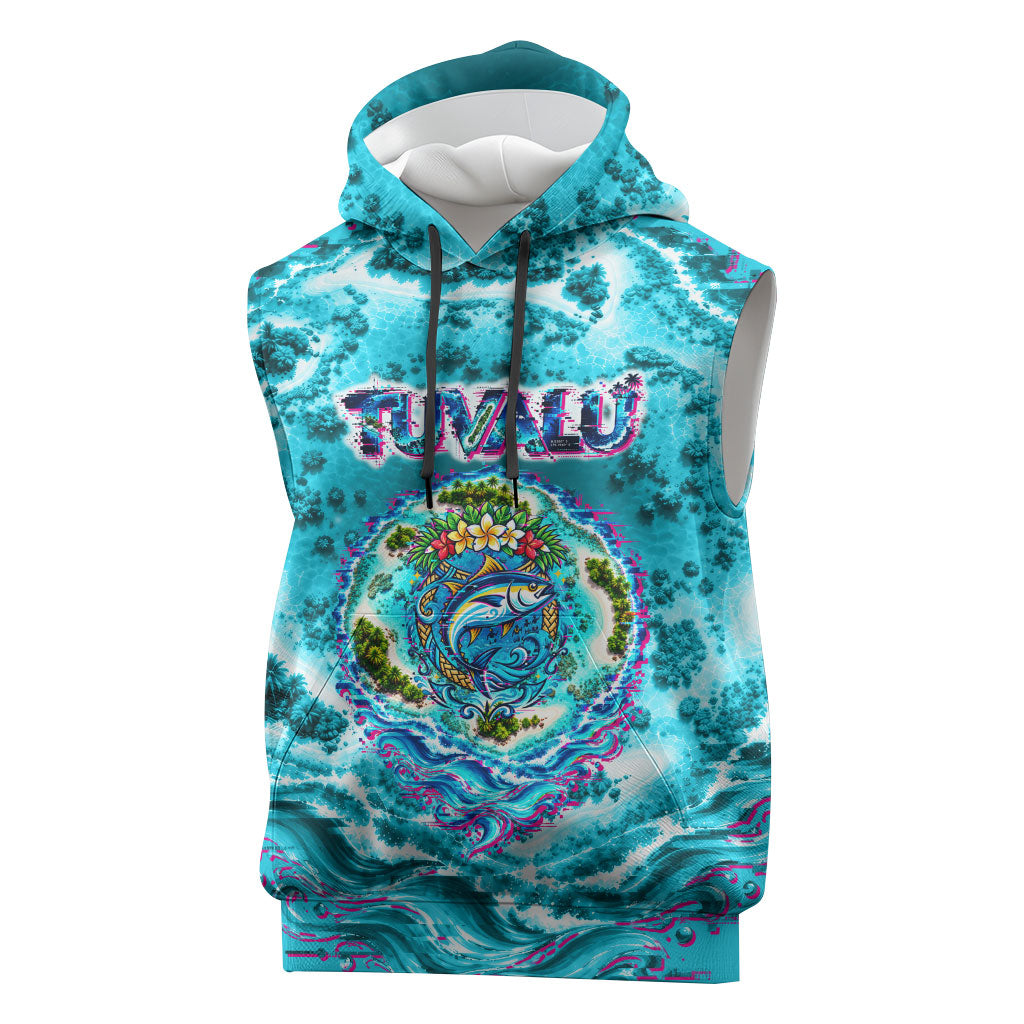 Tuvalu First Digital Nation In The Metaverse Sleeveless Hoodie Polynesian Island Atoll Cyber Ocean
