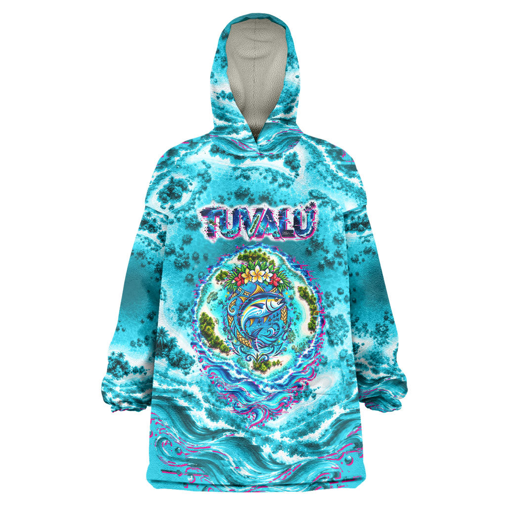 Tuvalu First Digital Nation In The Metaverse Wearable Blanket Hoodie Polynesian Island Atoll Cyber Ocean