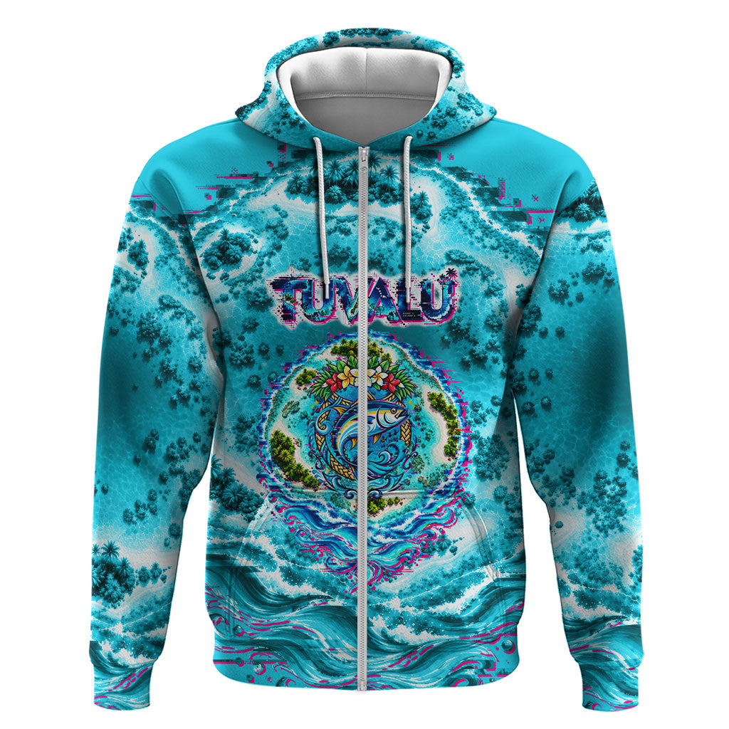 Tuvalu First Digital Nation In The Metaverse Zip Hoodie Polynesian Island Atoll Cyber Ocean