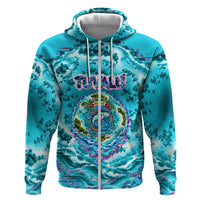 Tuvalu First Digital Nation In The Metaverse Zip Hoodie Polynesian Island Atoll Cyber Ocean TS04 Zip Hoodie Blue White - Polynesian Pride