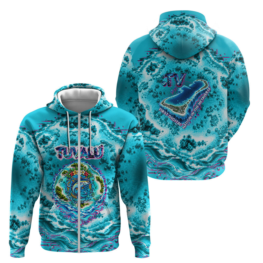 Tuvalu First Digital Nation In The Metaverse Zip Hoodie Polynesian Island Atoll Cyber Ocean TS04 - Polynesian Pride