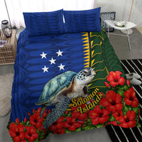 Solomon Islands Sea Turtle Bedding Set Patriotic Flag Coat Of Arms Tribal Hibiscus TS04 - Polynesian Pride
