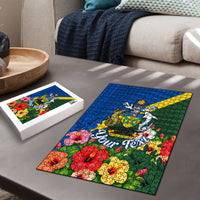 Personalized Solomon Islands Coat Of Arms Puzzle Patriotic Flag Shark Crocodile Tropical Floral TS04 - Polynesian Pride