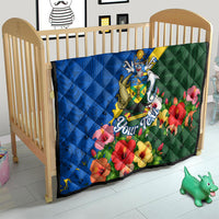 Personalized Solomon Islands Coat Of Arms Quilt Patriotic Flag Shark Crocodile Tropical Floral TS04 - Polynesian Pride