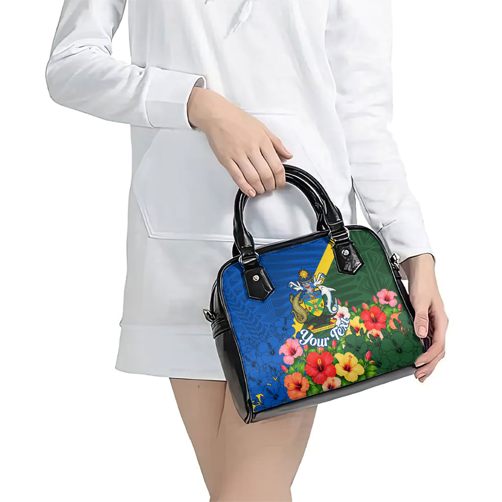 Personalized Solomon Islands Coat Of Arms Shoulder Handbag Patriotic Flag Shark Crocodile Tropical Floral TS04 - Polynesian Pride
