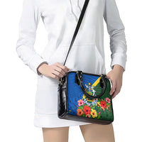 Personalized Solomon Islands Coat Of Arms Shoulder Handbag Patriotic Flag Shark Crocodile Tropical Floral TS04 - Polynesian Pride