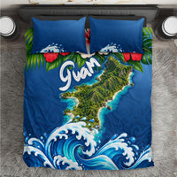Guam Tropical Island Bedding Set Hibiscus Floral Ocean Waves TS04 Blue Red - Polynesian Pride