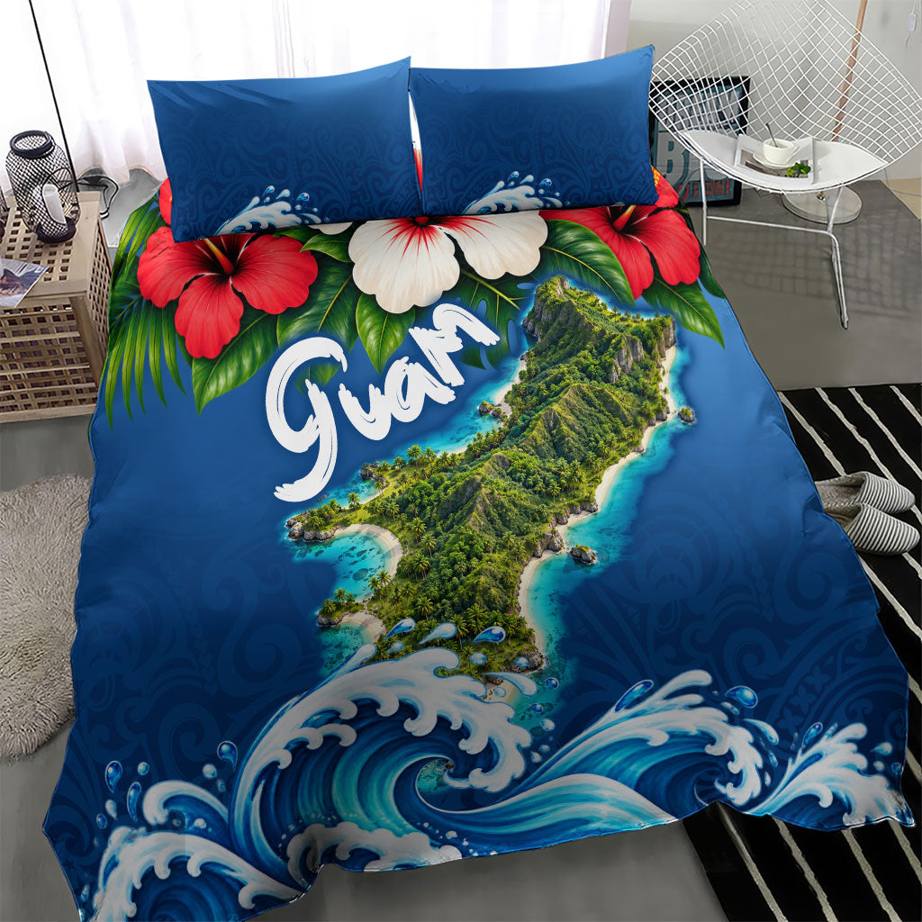 Guam Tropical Island Bedding Set Hibiscus Floral Ocean Waves TS04 - Polynesian Pride