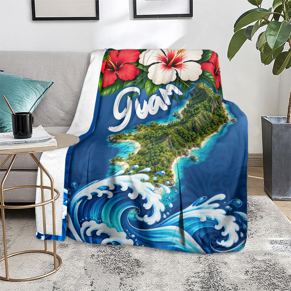 Guam Tropical Island Blanket Hibiscus Floral Ocean Waves TS04 - Polynesian Pride
