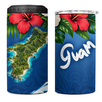 Guam Tropical Island 4 in 1 Can Cooler Tumbler Hibiscus Floral Ocean Waves TS04 One Size: 16 oz Blue Red - Polynesian Pride