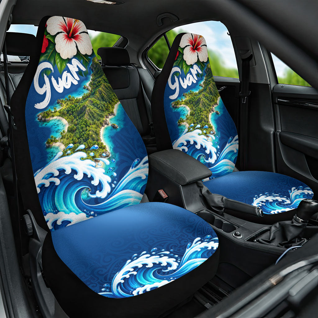 Guam Tropical Island Car Seat Cover Hibiscus Floral Ocean Waves TS04 One Size Blue Red - Polynesian Pride