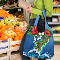 Guam Tropical Island Grocery Bag Hibiscus Floral Ocean Waves TS04 - Polynesian Pride