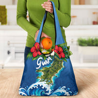 Guam Tropical Island Grocery Bag Hibiscus Floral Ocean Waves TS04 - Polynesian Pride