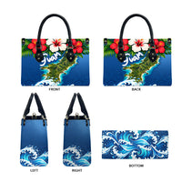 Guam Tropical Island Leather Bag Hibiscus Floral Ocean Waves TS04 - Polynesian Pride