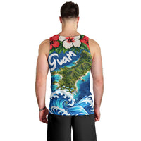 Guam Tropical Island Men Tank Top Hibiscus Floral Ocean Waves TS04 - Polynesian Pride