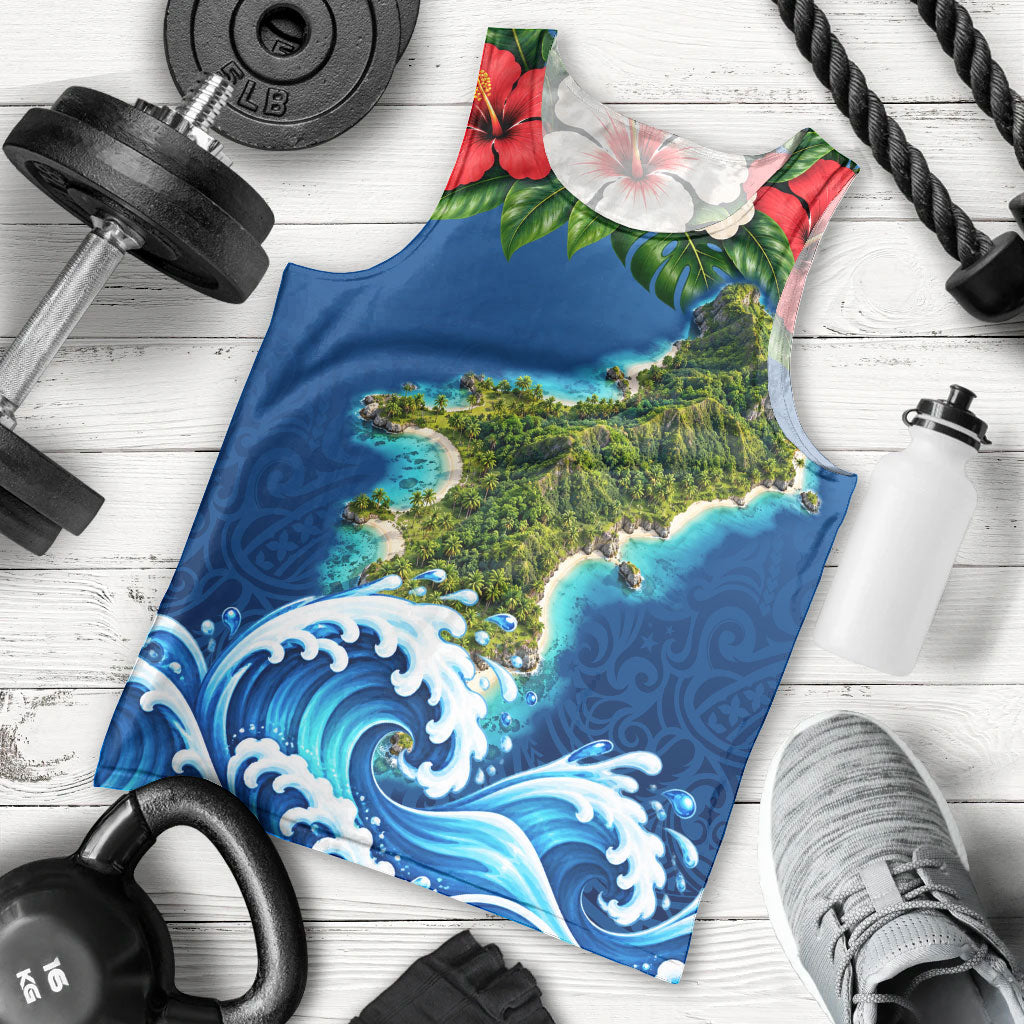 Guam Tropical Island Men Tank Top Hibiscus Floral Ocean Waves TS04 - Polynesian Pride
