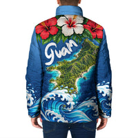 Guam Tropical Island Padded Jacket Hibiscus Floral Ocean Waves TS04 - Polynesian Pride