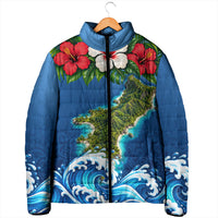 Guam Tropical Island Padded Jacket Hibiscus Floral Ocean Waves TS04 - Polynesian Pride