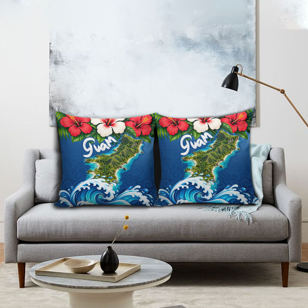 Guam Tropical Island Pillow Cover Hibiscus Floral Ocean Waves TS04 - Polynesian Pride