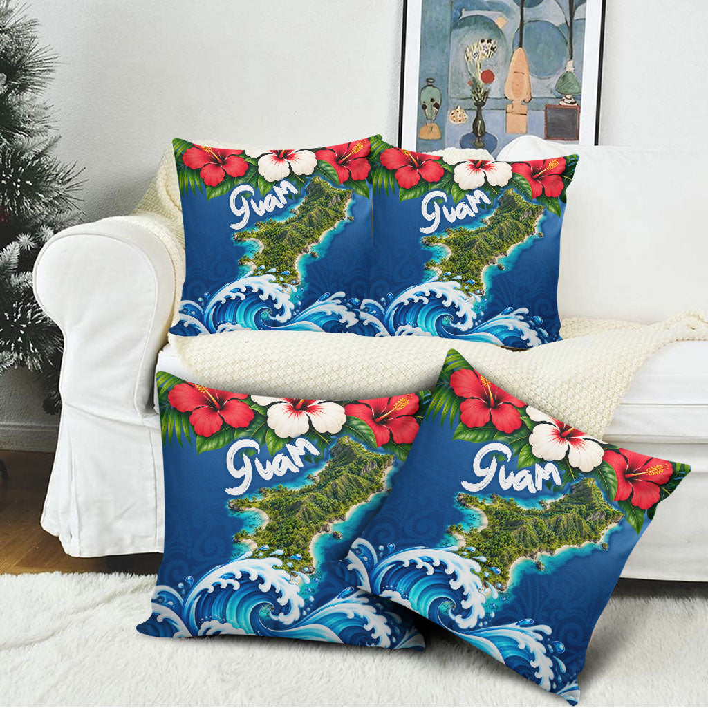 Guam Tropical Island Pillow Cover Hibiscus Floral Ocean Waves TS04 - Polynesian Pride