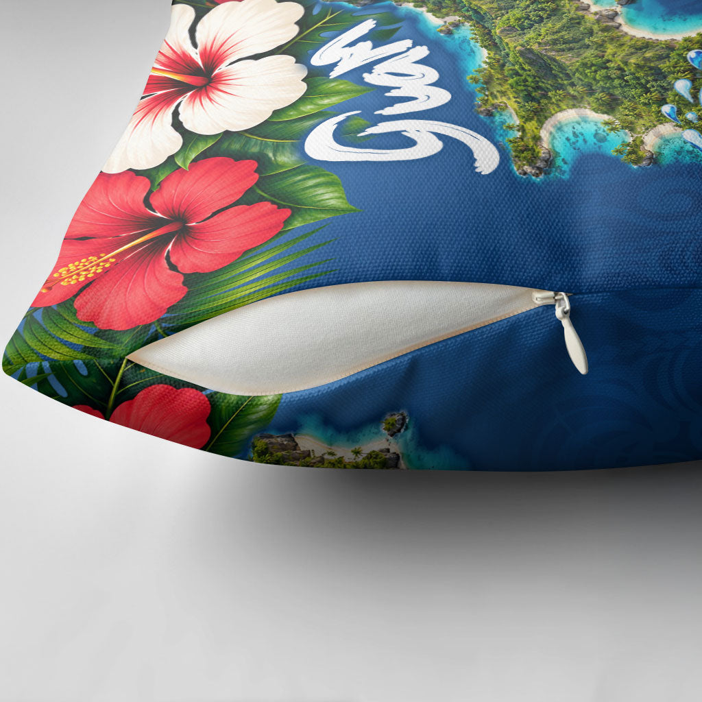 Guam Tropical Island Pillow Cover Hibiscus Floral Ocean Waves TS04 - Polynesian Pride