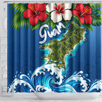 Guam Tropical Island Shower Curtain Hibiscus Floral Ocean Waves TS04 - Polynesian Pride