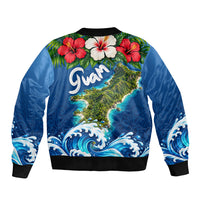 Guam Tropical Island Sleeve Zip Bomber Jacket Hibiscus Floral Ocean Waves TS04 - Polynesian Pride