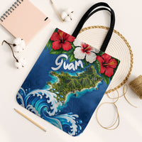 Guam Tropical Island Tote Bag Hibiscus Floral Ocean Waves TS04 Black Strap One Size Blue Red - Polynesian Pride
