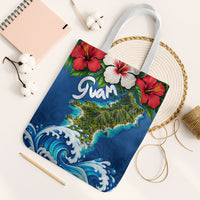 Guam Tropical Island Tote Bag Hibiscus Floral Ocean Waves TS04 White Strap One Size Blue Red - Polynesian Pride