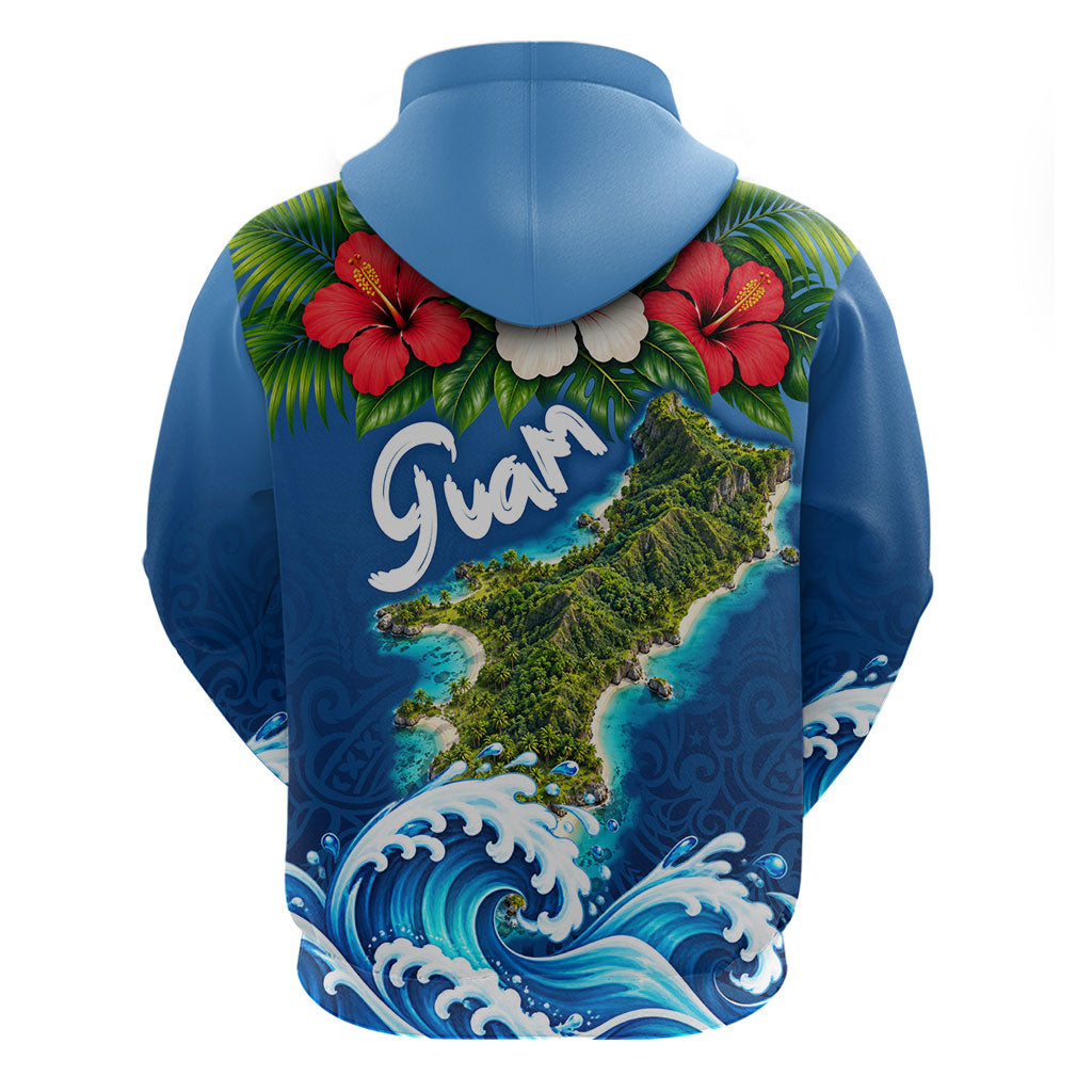 Guam Tropical Island Zip Hoodie Hibiscus Floral Ocean Waves TS04 - Polynesian Pride