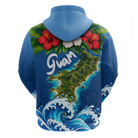 Guam Tropical Island Zip Hoodie Hibiscus Floral Ocean Waves TS04 - Polynesian Pride