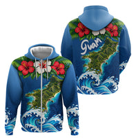 Guam Tropical Island Zip Hoodie Hibiscus Floral Ocean Waves TS04 - Polynesian Pride