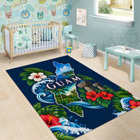 Guam Map Latte Stone Area Rug Hibiscus Floral Coastal Landscape TS04 - Polynesian Pride