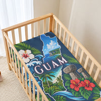 Guam Map Latte Stone Baby Bed Cover Hibiscus Floral Coastal Landscape TS04 - Polynesian Pride