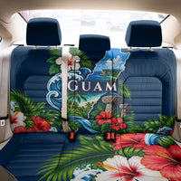 Guam Map Latte Stone Back Car Seat Cover Hibiscus Floral Coastal Landscape TS04 - Polynesian Pride