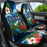 Guam Map Latte Stone Car Seat Cover Hibiscus Floral Coastal Landscape TS04 - Polynesian Pride