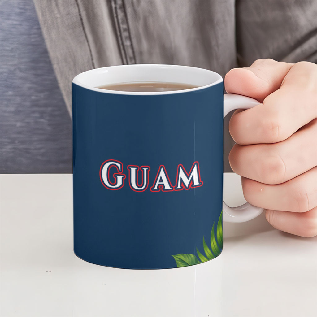 Guam Map Latte Stone Ceramic Mug Hibiscus Floral Coastal Landscape TS04 - Polynesian Pride