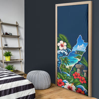 Guam Map Latte Stone Door Cover Hibiscus Floral Coastal Landscape TS04 - Polynesian Pride