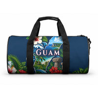 Guam Map Latte Stone Duffle Bag Hibiscus Floral Coastal Landscape TS04 One size Blue Red - Polynesian Pride